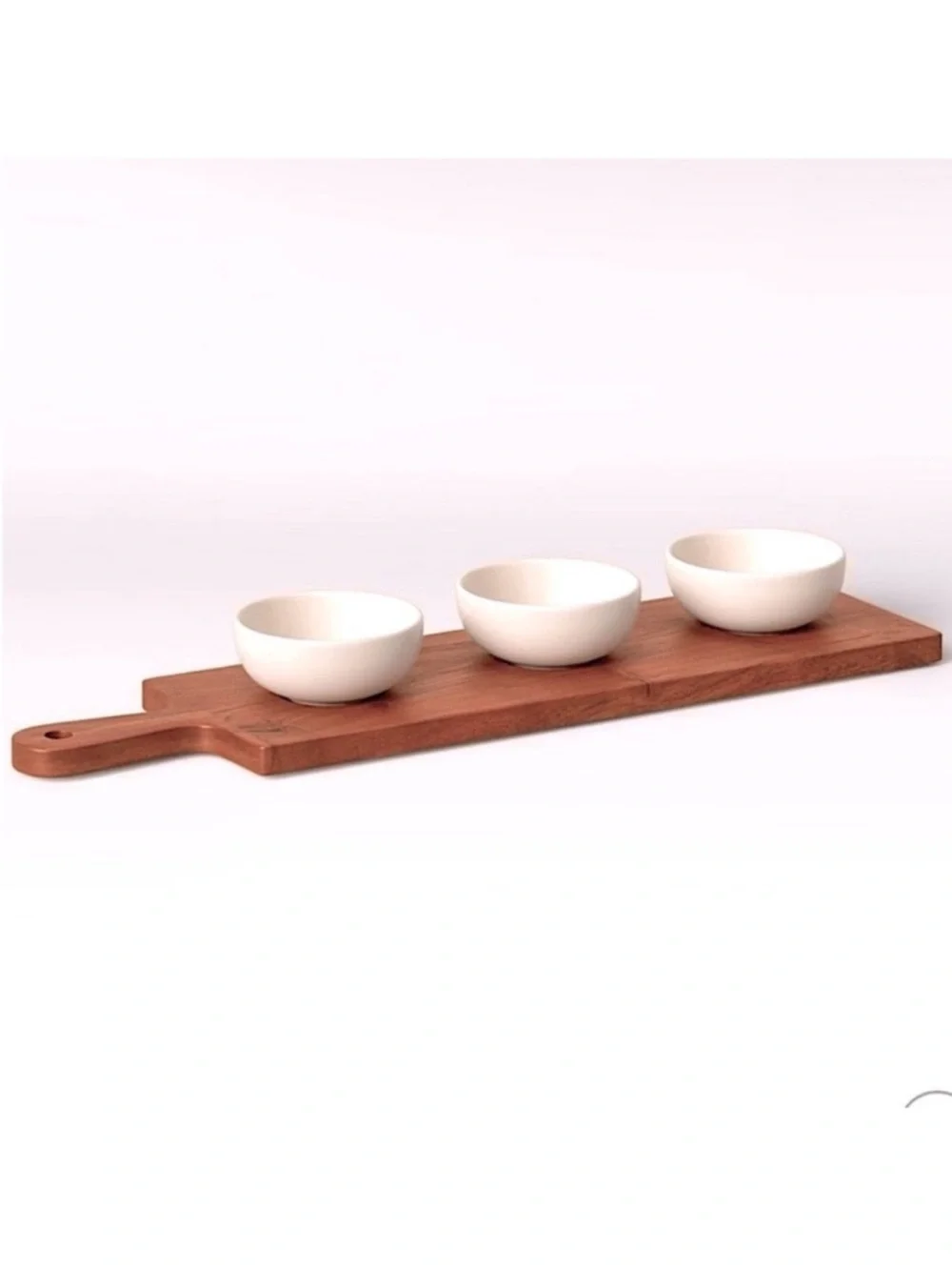 🆕-Threshold - 4pc Wood Serving Board and Ceramic Bowl Set.